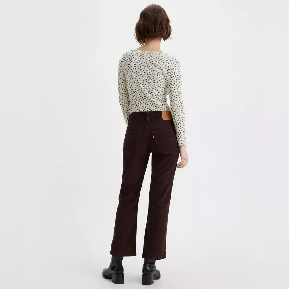 Levi's Middy Ankle Bootcut Chocolate Brown Corduroy Denim Trousers Pants W27 L27 - Picture 13 of 13